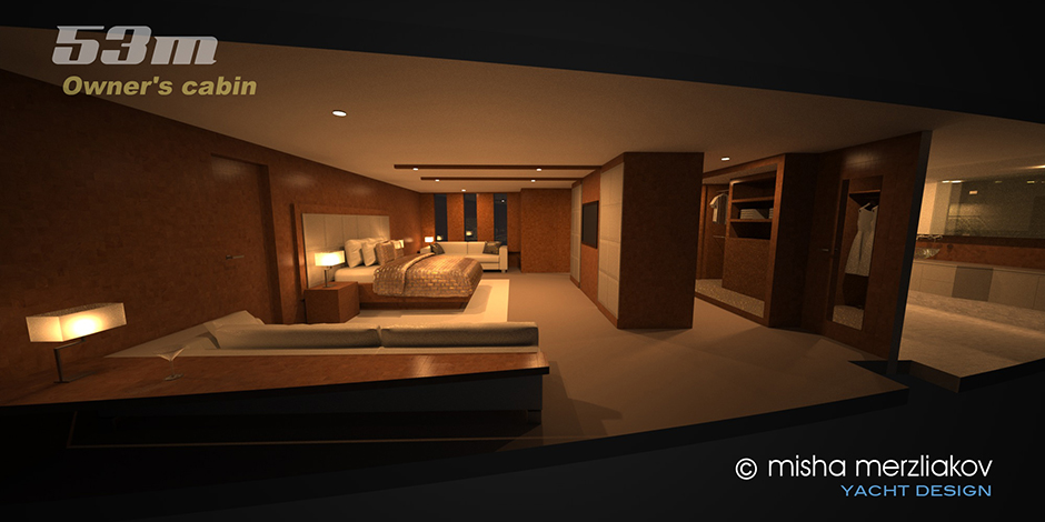 Interior design 53m concept owner's cabin master cabin