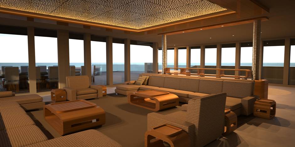 Internal space design on yacht